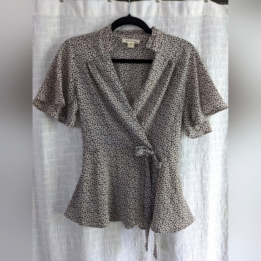 Monteau Peplum Style Wrap Blouse size S